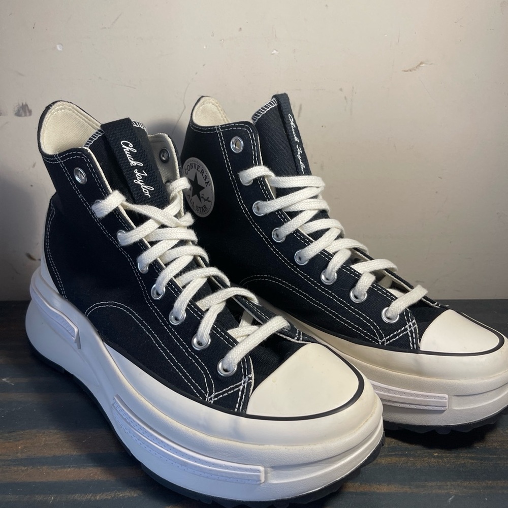 Converse Run Star Legacy CX High Mens 10.5 Black White Canvas Sneakers Boots
